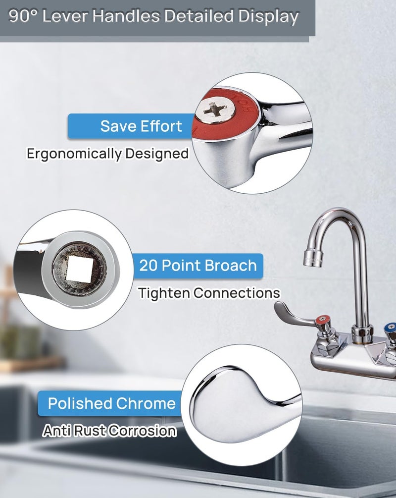 Phivan Commercial Faucet Parts Faucet Handle Replacement Kit - Wrist Blade Handles Lever Handles for Industrial, Restaurant, Commercial Sink Faucet, 0.43" Round Stem Hole (Red) - Image 4